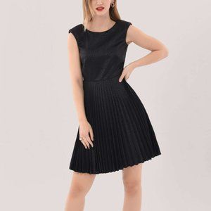CLOSET LONDON BLACK JACQUARD PRINT PLEATED MINI DRESS